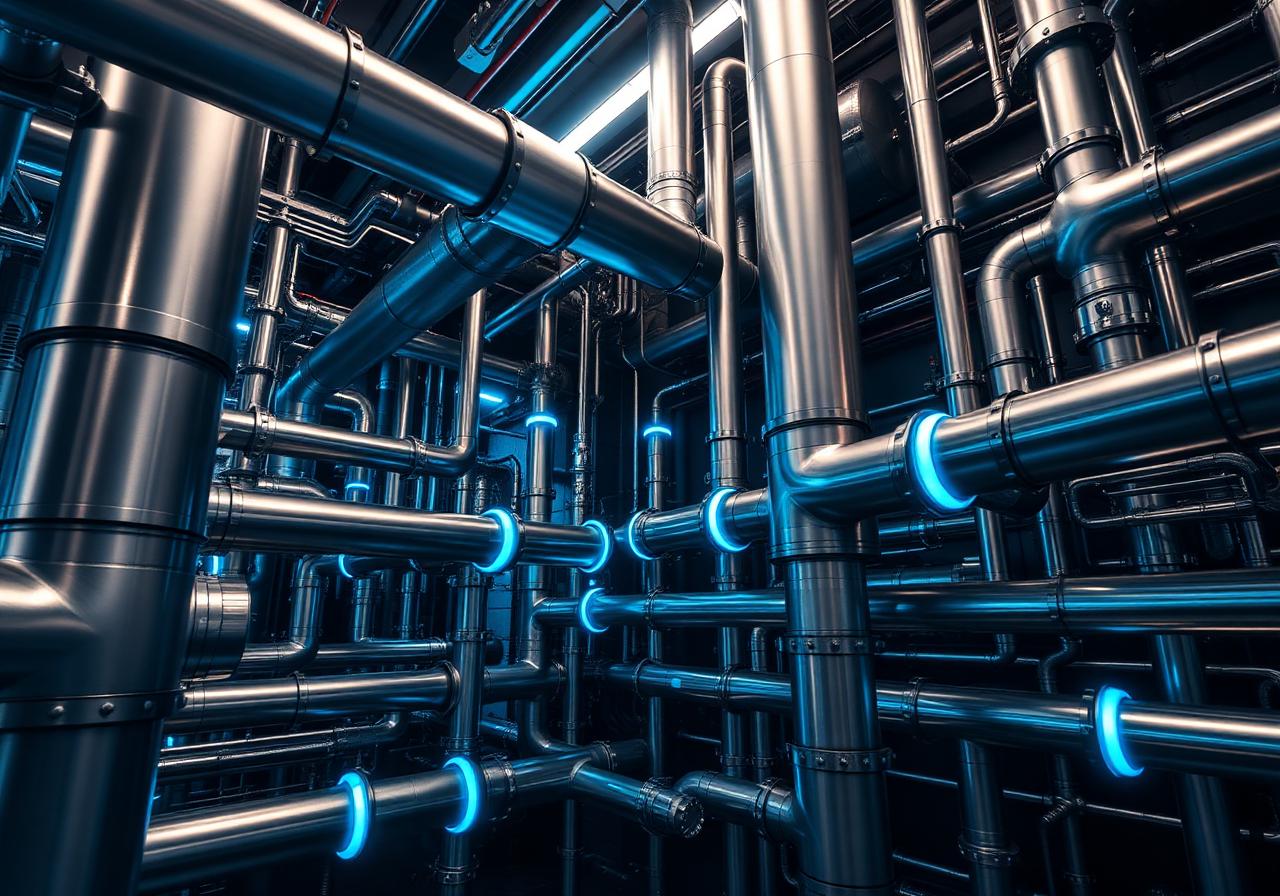 Industrial piping network with smart sensors
